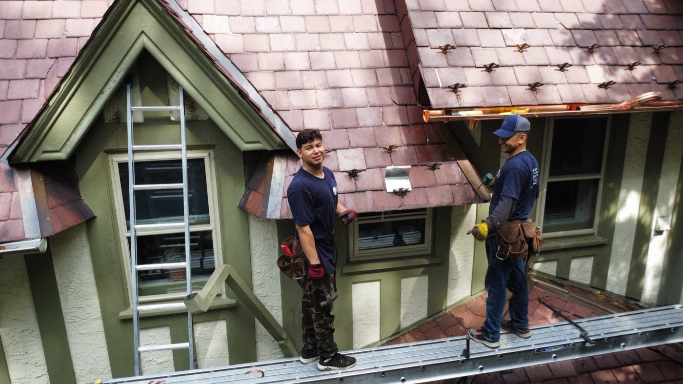 Slate roofing installation on dormers by Shelby Roofing Services — Blue Bell PA