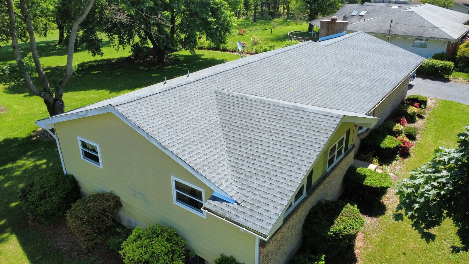 After — side view of completed ranch — Shelby Roofing Services PA