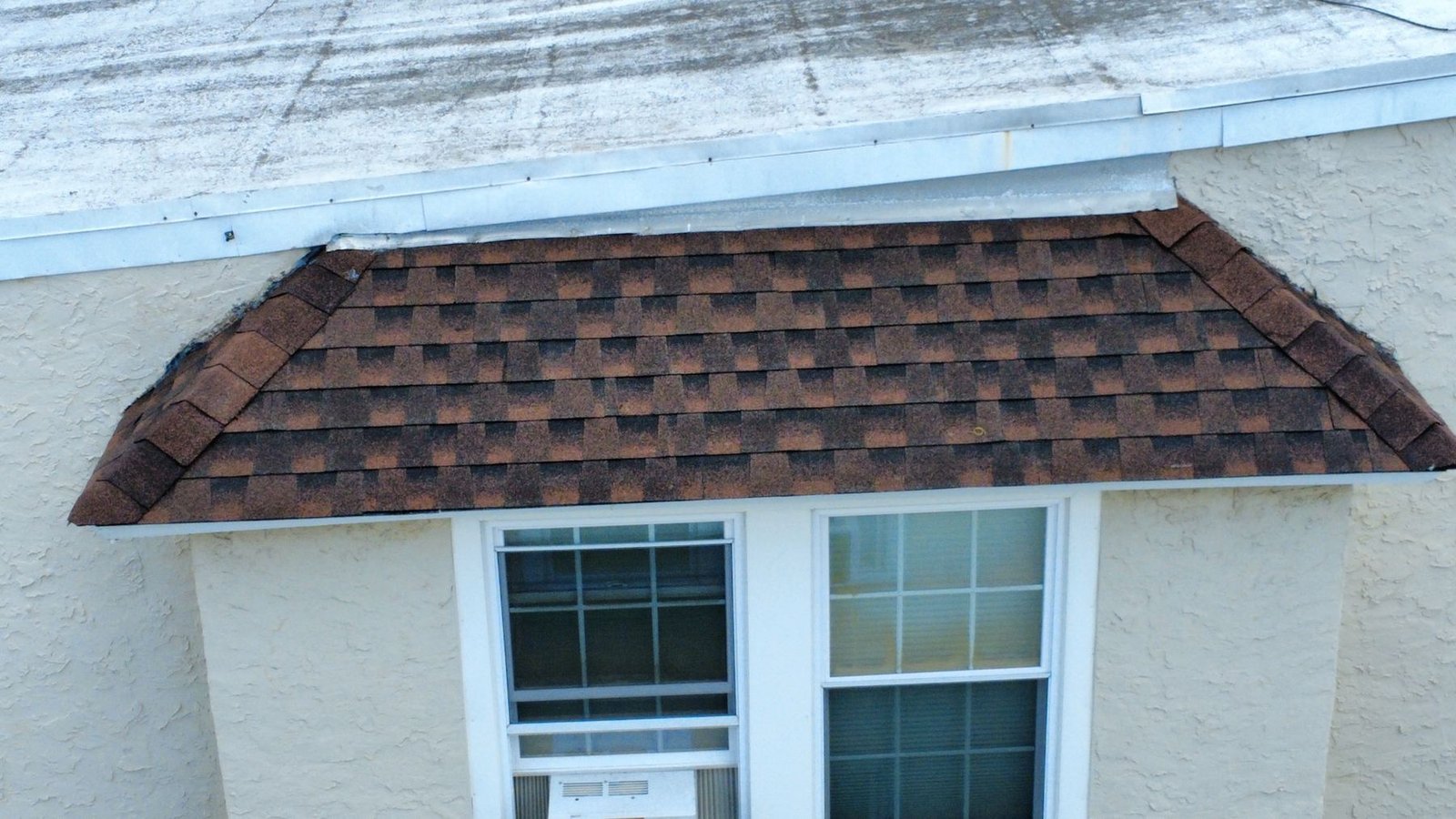 After — aerial view of completed rowhouse — Shelby Roofing Services PA