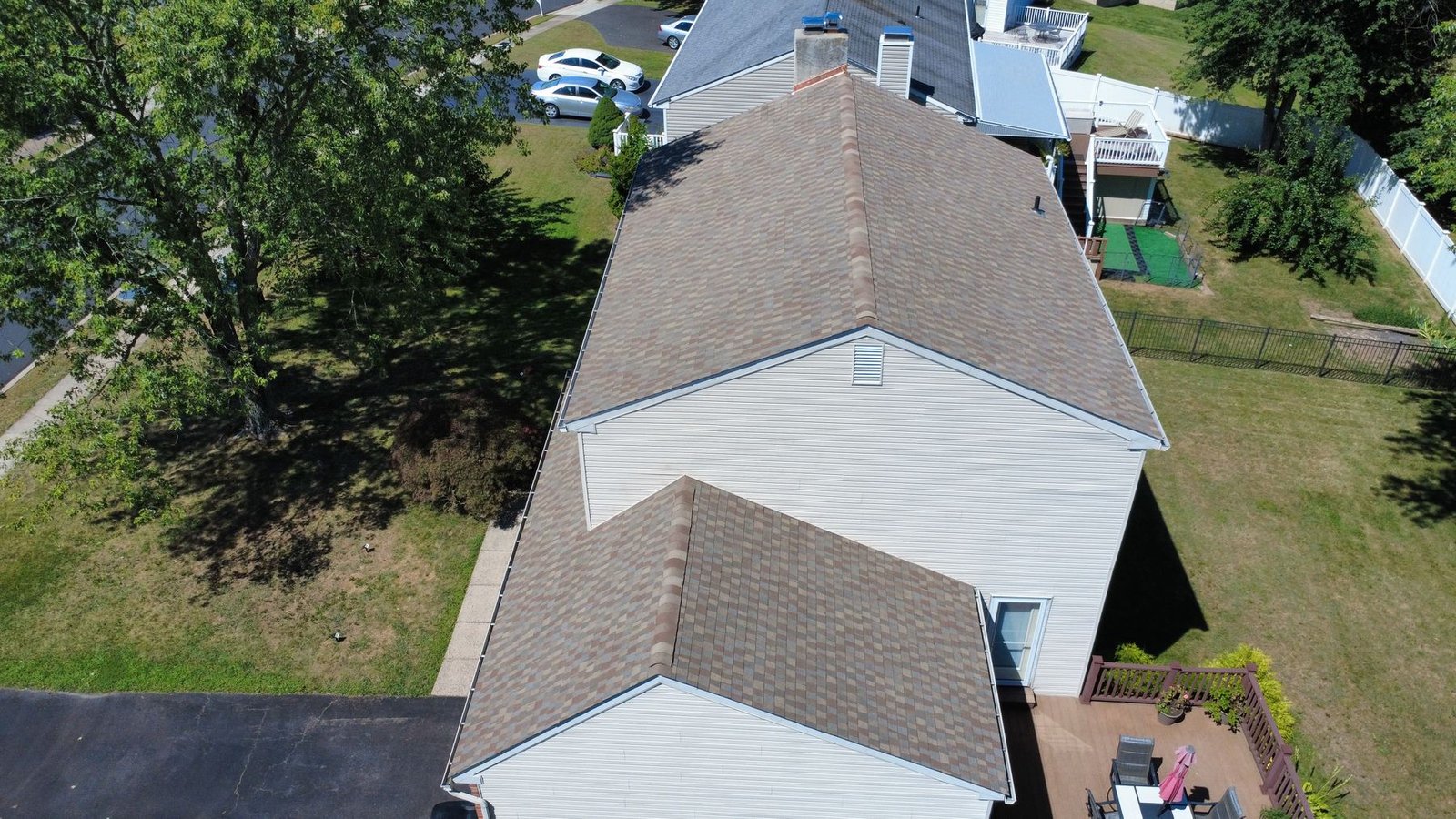 After — aerial view of completed colonial — Shelby Roofing Services PA